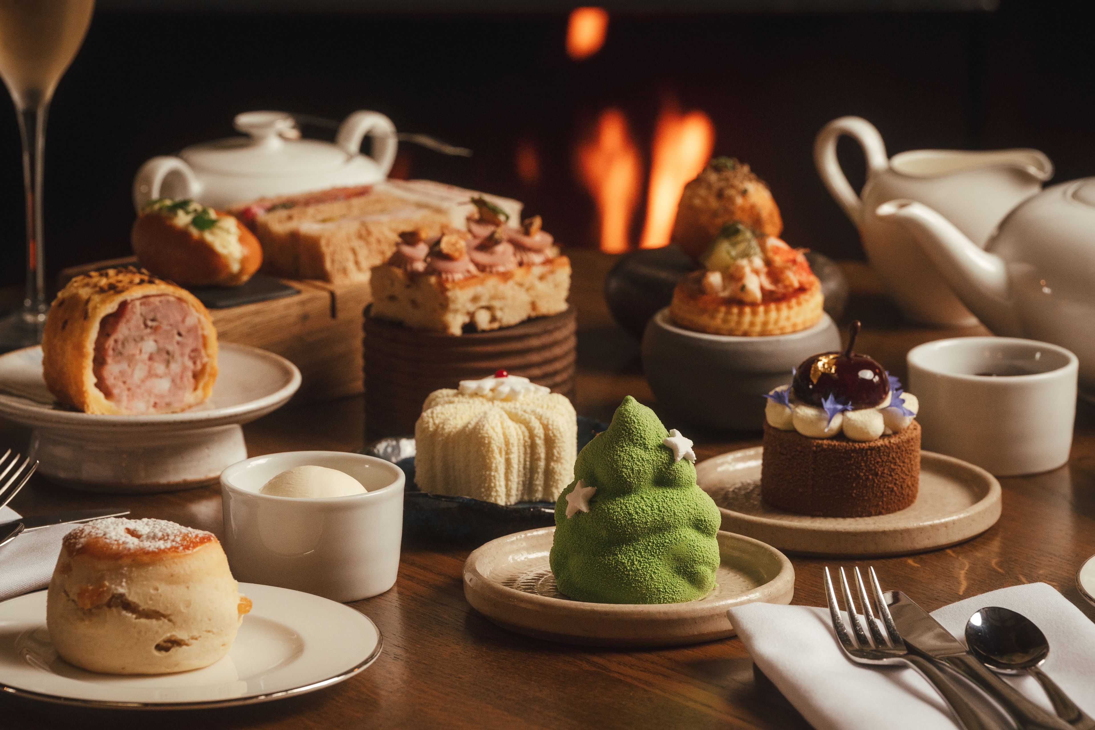 Close up of festive afternoon tea
