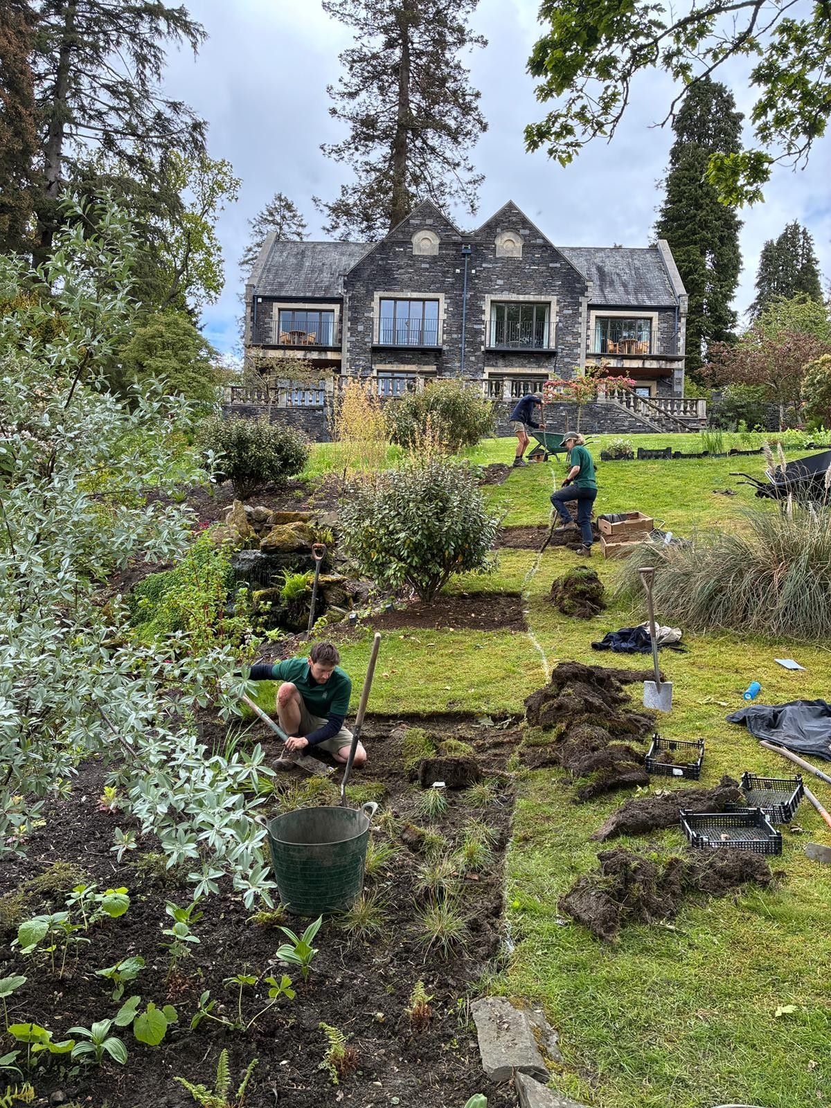 View of Garden Team working in front of Langdale